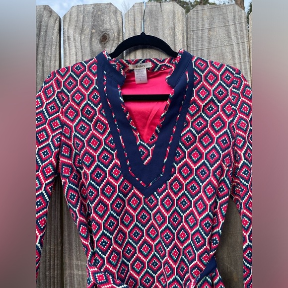 Esley Chic Pink and Navy Patterned Tunic Dress - Picture 7 of 8